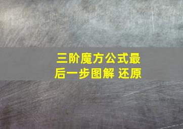 三阶魔方公式最后一步图解 还原